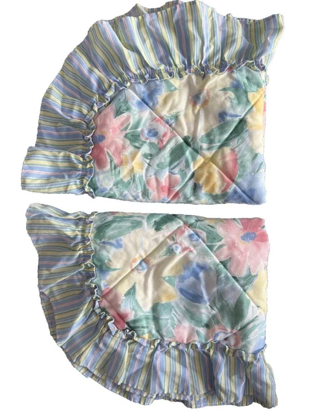 RUFFLED Pillow Sham PR Quilted Floral Stripe Ruffle Y2K Regency Home Fashion USA